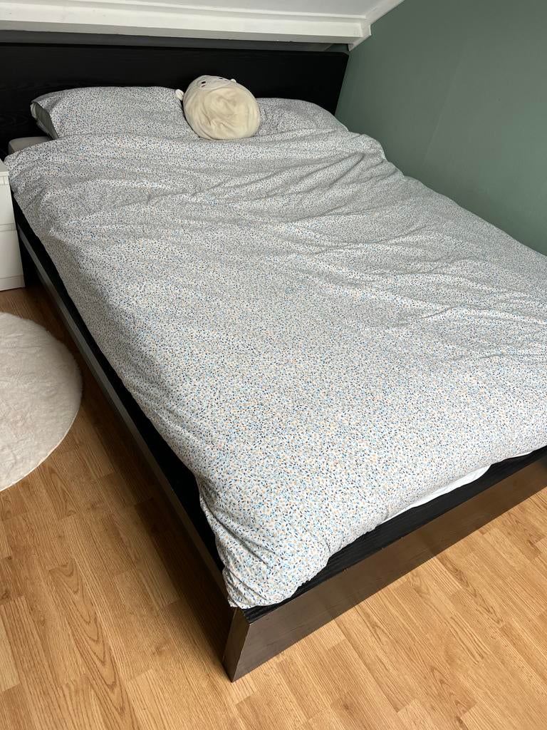 Tweepersoonsbed IKEA inclusief matras, Ophalen, Gebruikt, Zwart, Tweepersoons