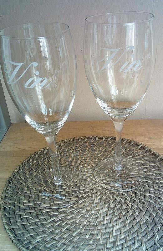 2 Riviera Maison wijnglazen bellen wijnbellen, Ophalen, Glas of Glazen, Gebruikt, Glas