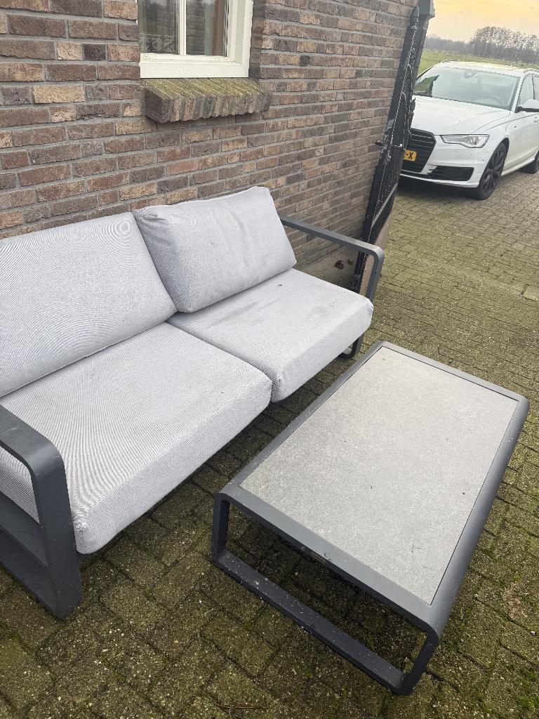 Loungeset 4so bank + tafel., Ophalen, 3 zitplaatsen, Aluminium, Zo goed als nieuw