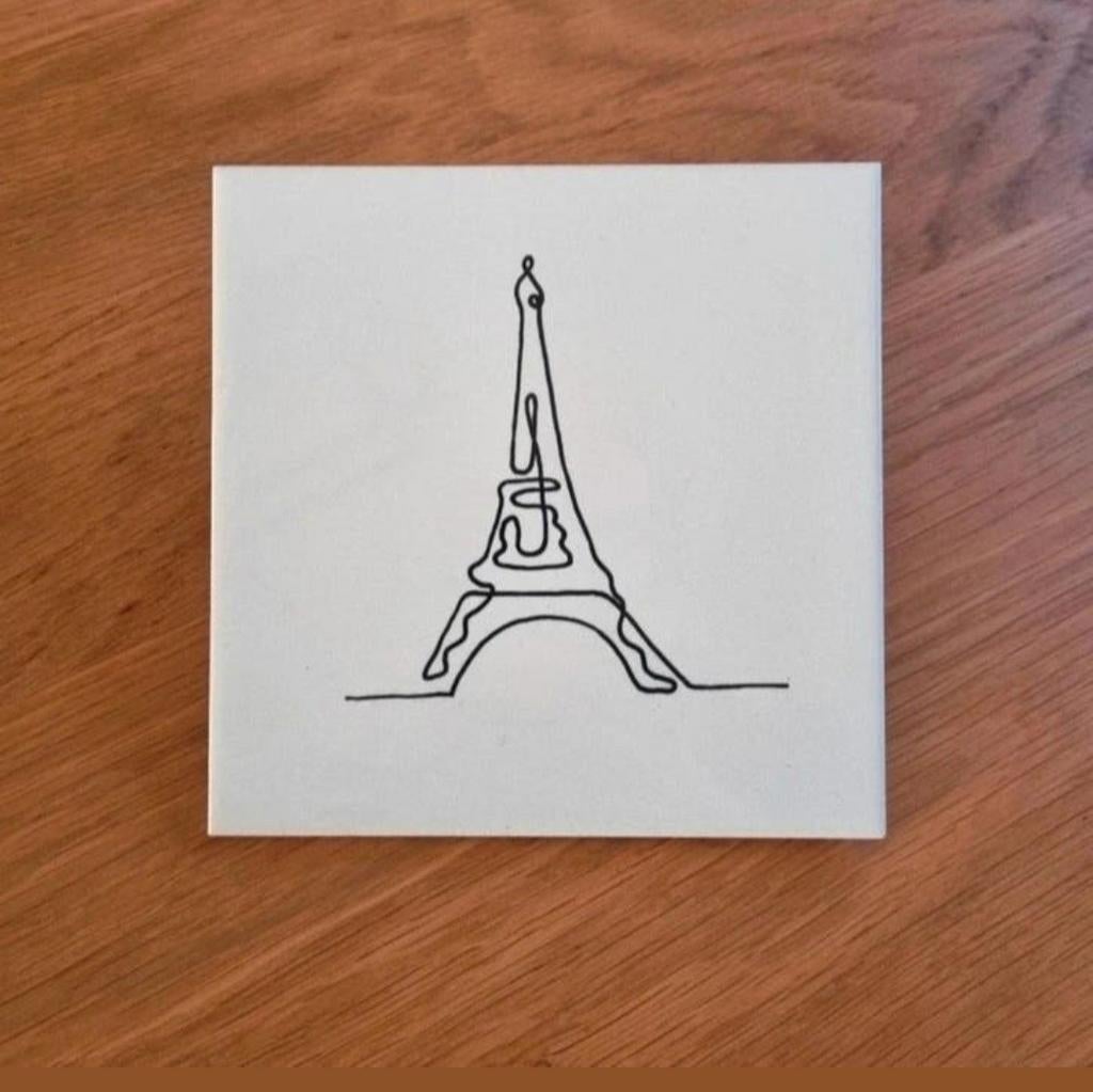 Tegeltje eiffeltoren paris parijs lijntekening lijn tekening, Ophalen of Verzenden, Nieuw