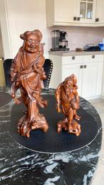 2 houten beelden Indonesië 19 e eeuw, Ophalen of Verzenden