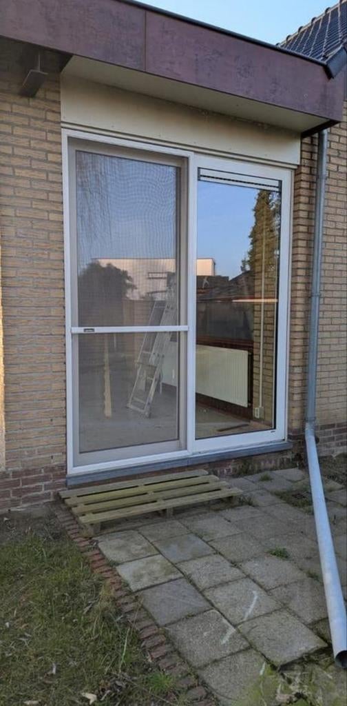 Schuifpui met vliegendeur Aluminium, Ophalen, Gebruikt, 225 cm of meer, Aluminium