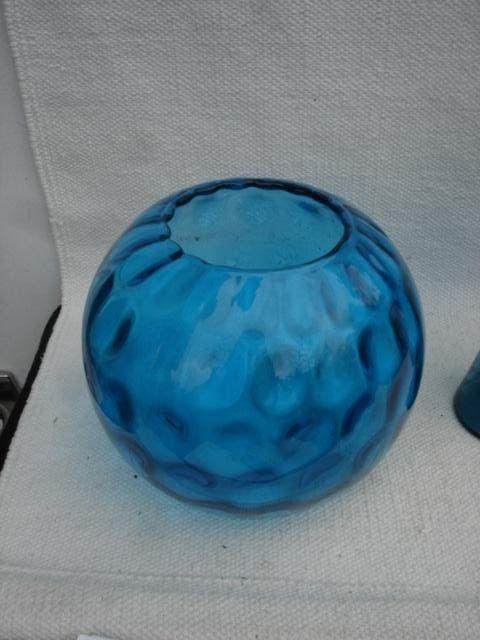 Div BLAUW glazen vazen / fles Empoli / Sklo glass jaren 60, Ophalen of Verzenden