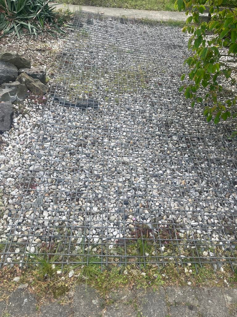 Staalmatten 2x gegalvaniseerd 5x2m, maas 10x10cm, Tuin en Terras, Gaas en Draad, Ophalen, Gebruikt, Minder dan 10 meter, Gaas