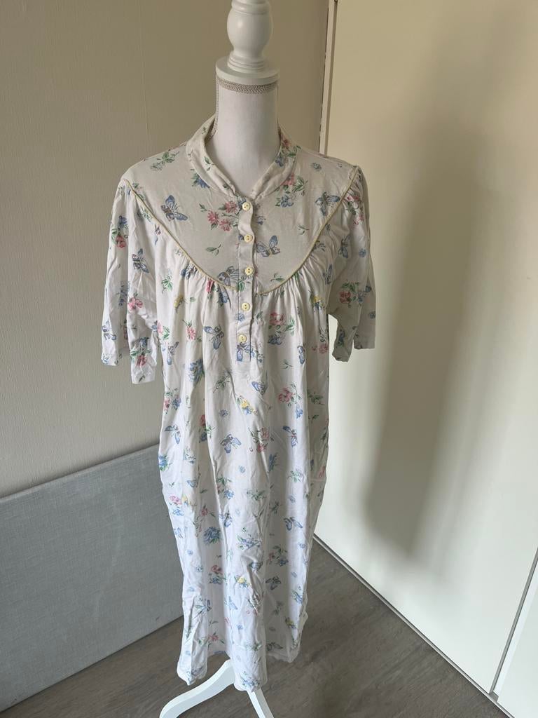 Nachtjapon katoen wit vlinders maat 44, Ophalen of Verzenden, Zo goed als nieuw, Maat 42/44 (L)