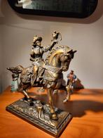 Vintage Bronzen Beeld: Vrouw te Paard met Valk, Ophalen of Verzenden