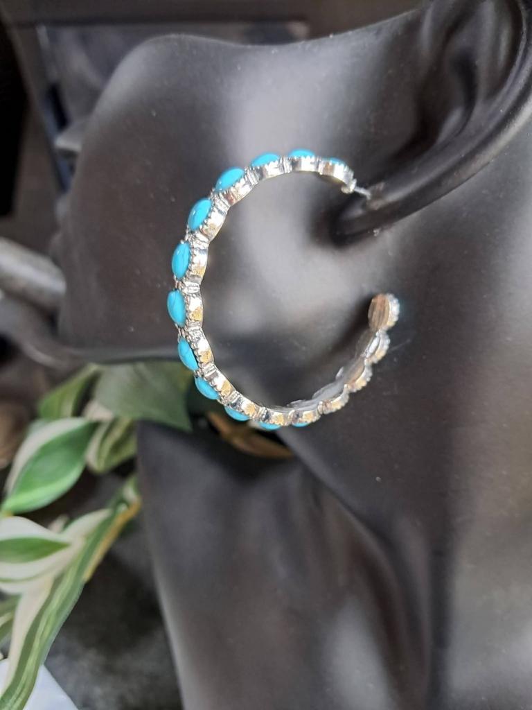 Creolen Hoop Oorbellen Turqouise, Overige materialen, Hangers, Blauw, Nieuw