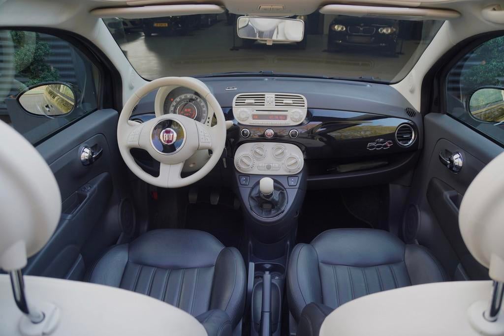 Fiat 500 C 1.2 Lounge LEDER LM VELGEN AIRCO, Auto's, Gebruikt, 4 cilinders, Zwart, Leder