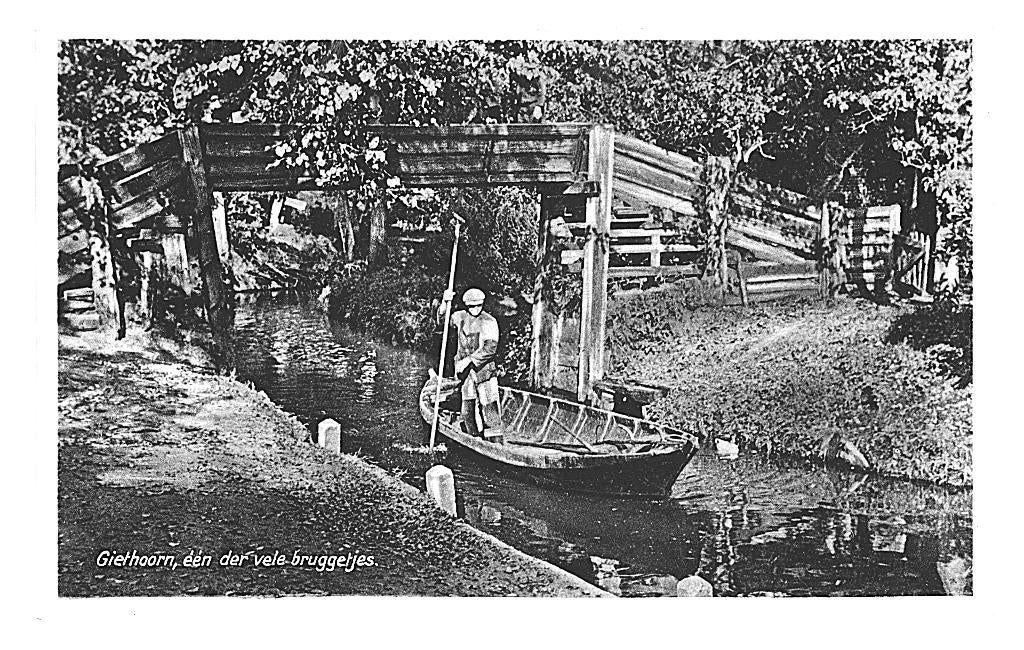 950759 Giethoorn Punter Nette oude kaart onbeschreven, Ophalen of Verzenden, 1940 tot 1960, Ongelopen, Overijssel