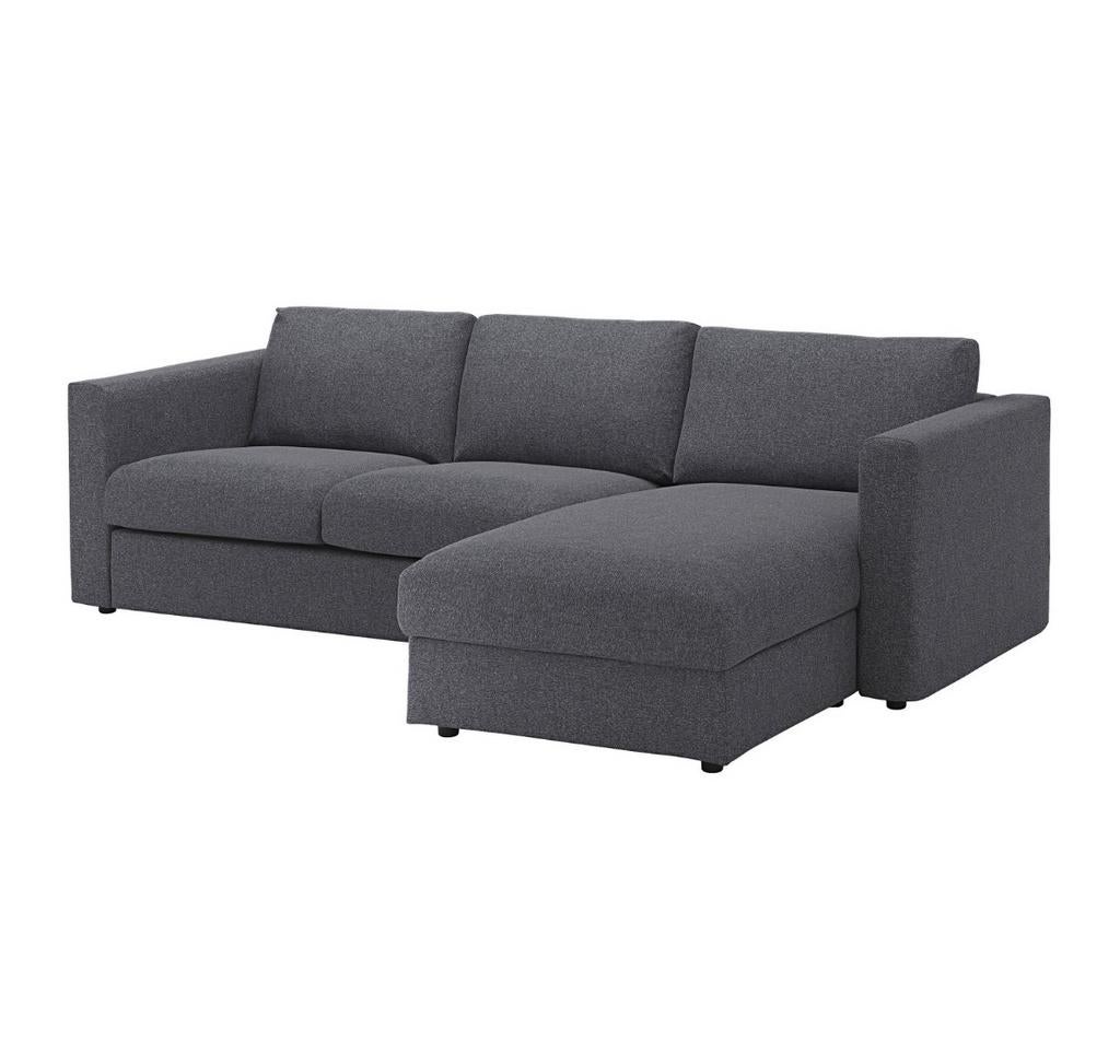 HOES ikea vimle met chaise longue antraciet, Huis en Inrichting, Ophalen, Hoekbank, Driepersoons, Zo goed als nieuw