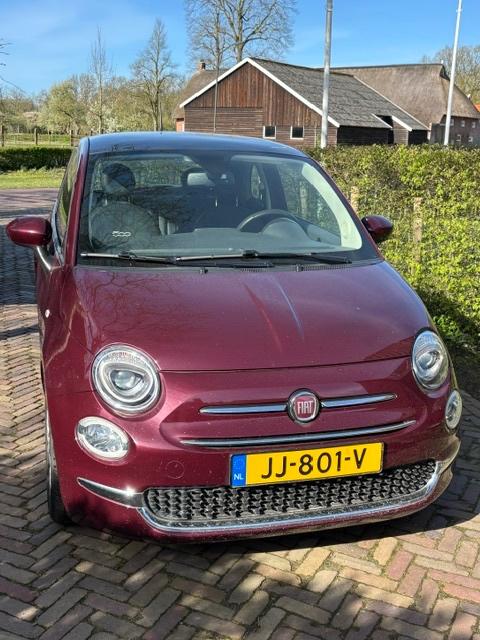 Fiat 500 Twinair Turbo 80pk 2016 Rood met lederen bekleding, Voorwielaandrijving, Elektrische ramen, 905 kg, Handgeschakeld