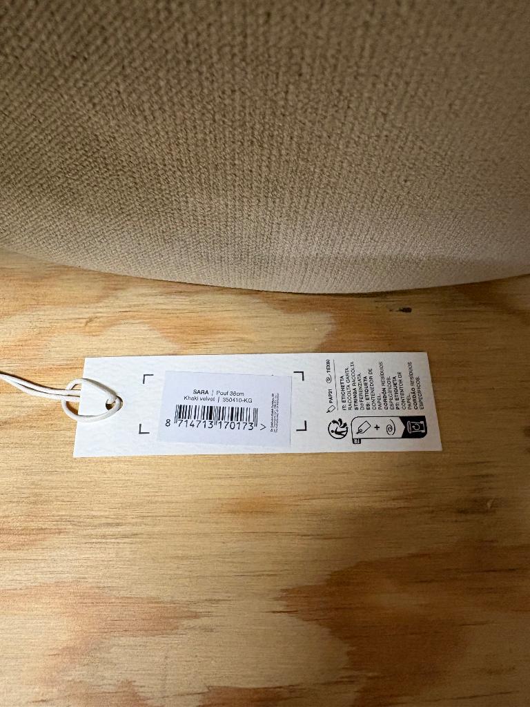 WOOOD Sara Poef Laag - Velvet - Khaki - 60x36x60, Minder dan 50 cm, Verzenden, Rond, Nieuw