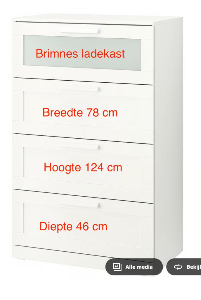 BRIMNES Ladekast met 4 lades, wit/frosted glas, 78x46x124 cm, Huis en Inrichting, Kasten | Ladekasten, Ophalen, 100 tot 150 cm
