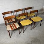 6x palissander eetkamerstoelen — Rosengren Hansen, Deens, Gebruikt, Bruin, Ophalen of Verzenden, Stof