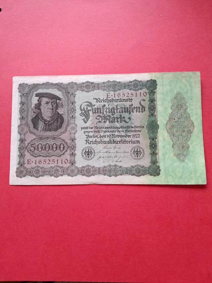 50.000 Mark Reichsbanknote Berlijn 1922, Postzegels en Munten, Bankbiljetten | Europa | Niet-Eurobiljetten, Los biljet, Duitsland