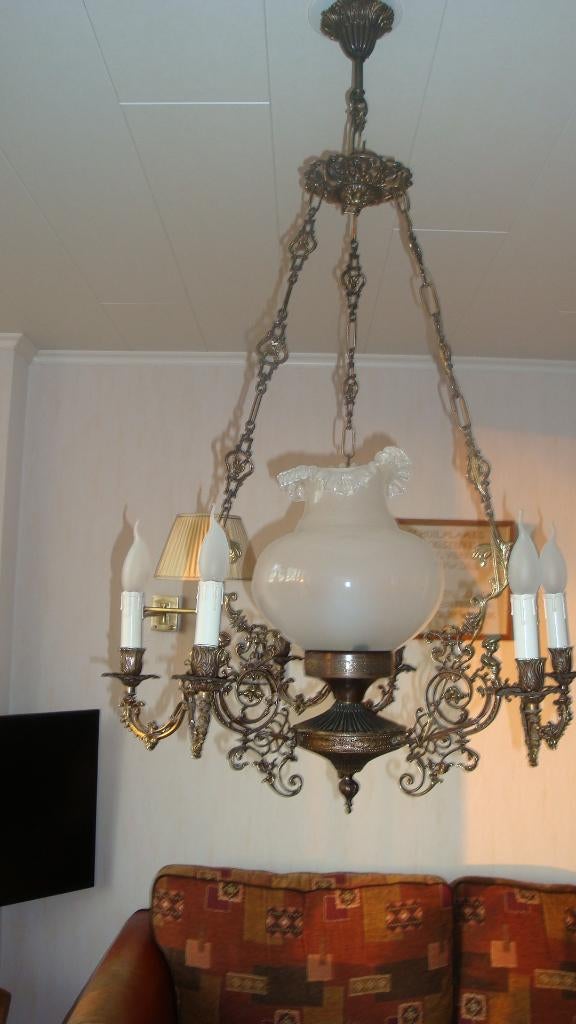 zware hanglamp, Huis en Inrichting, Lampen | Kroonluchters, Ophalen, Gebruikt, Glas