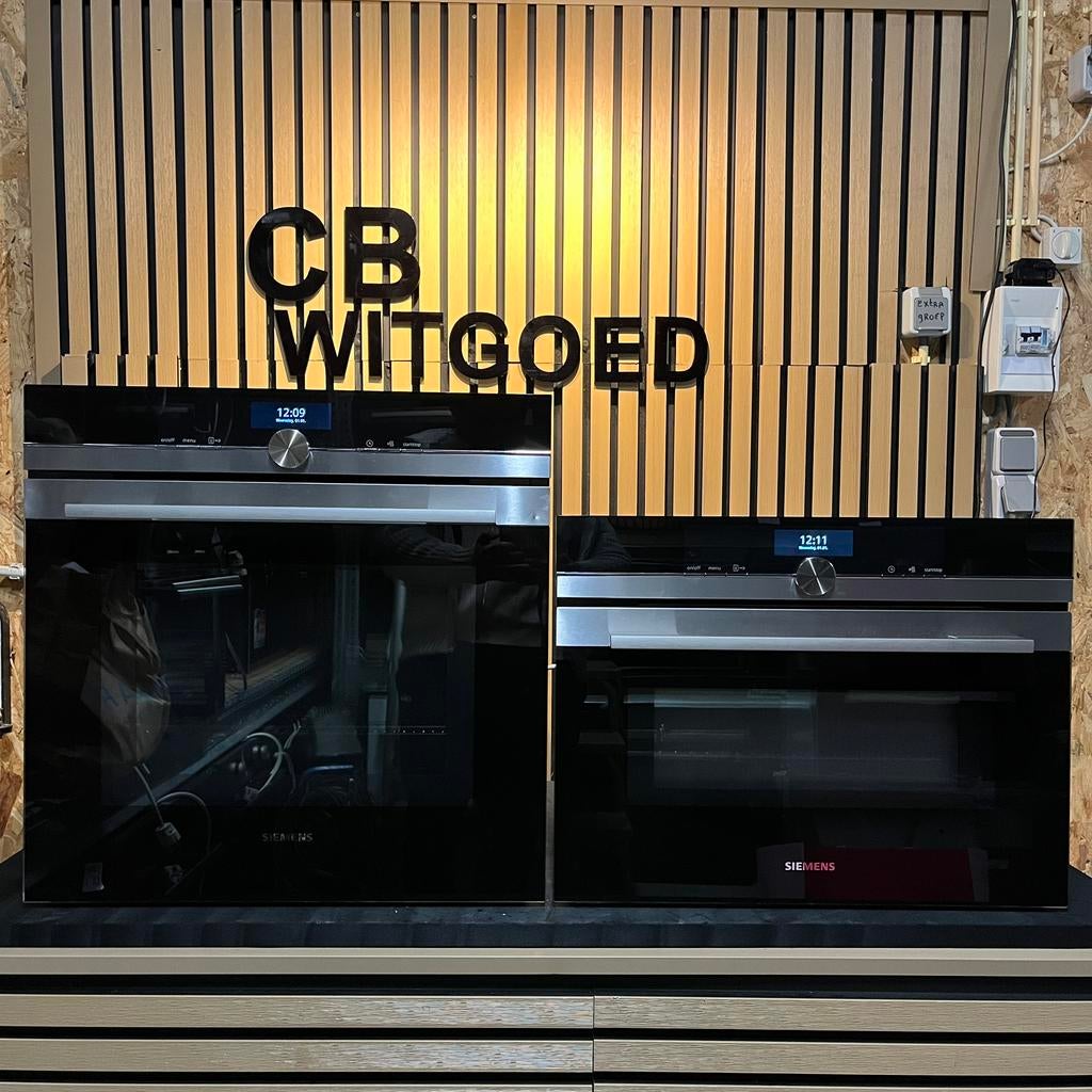 Luxe IQ700 siemens set combi oven 60cm + combi oven 45cm, Zo goed als nieuw, Oven met grill, Inbouw, Draaiplateau