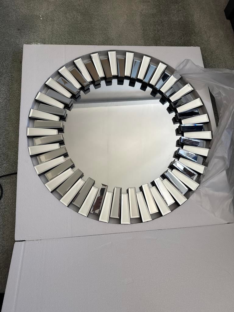 Ronde Spiegel met Facetrand - Nieuw in Doos, Huis en Inrichting, Woonaccessoires | Spiegels, Rond, Nieuw, Ophalen of Verzenden
