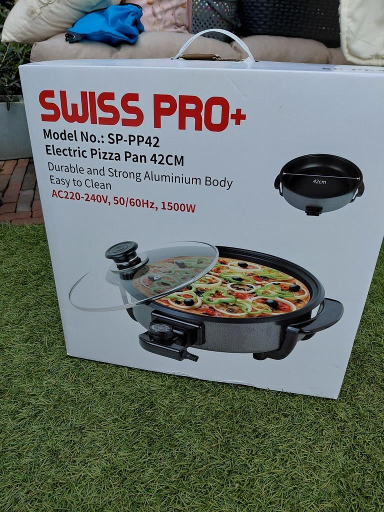 Swiss pro elektrische pizza pan 42 cm, Witgoed en Apparatuur, Gourmetstellen, Ophalen of Verzenden, Nieuw, 4 t/m 7 personen