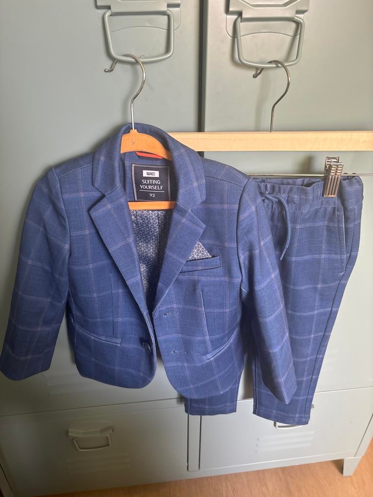 WE Pakje Jongens - Blauw Geruit - Maat 92, Kinderen en Baby's, Kinderkleding | Maat 98, Ophalen of Verzenden, Zo goed als nieuw