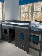 Grijze halfhoogslaper met opbergruimte, Ophalen, Zo goed als nieuw, Halfhoogslaper