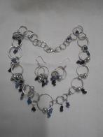 Zilveren set met stenen collier met oorbellen nr.634, Verzenden, Zo goed als nieuw, Zilver, Zilver