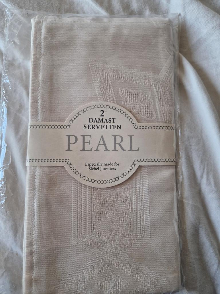 Nieuwe Damast Servetten Pearl - Siebel Juweliers, Ophalen of Verzenden, Nieuw, Beige, Overige typen