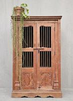 Antieke XL teakhouten servieskast vintage kasteelkast kast, Ophalen of Verzenden