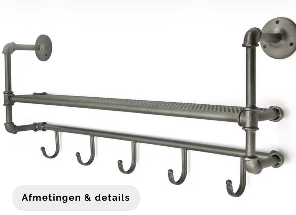 Kapstok, wand/muur, ijzer, Eijerkamp, breedte: 1 meter, Wandkapstok, 100 tot 150 cm, Ophalen of Verzenden, Zo goed als nieuw