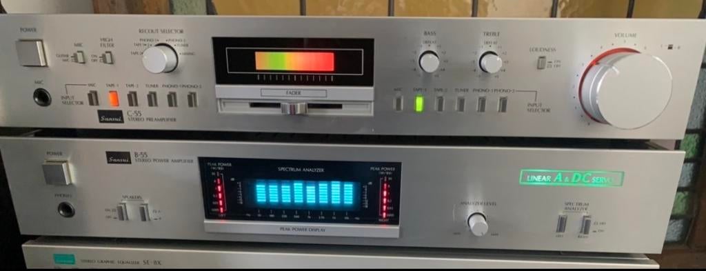 Sansui Voor- en Eindversterker C-55 en B-55 Set, Overige merken, Gebruikt, Ophalen of Verzenden, 60 tot 120 watt