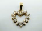 Gouden hart hanger met zirkonia's, Sieraden, Tassen en Uiterlijk, Kettinghangers, Info@zilverwebsite.nl, Verzenden, Zo goed als nieuw