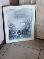 Schilderij met zwanen en irissen in gouden lijst, Antiek en Kunst, Kunst | Schilderijen | Klassiek, Ophalen