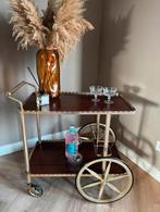 Vintage barcart / serveerwagen, Ophalen, Rechthoekig, Overige houtsoorten