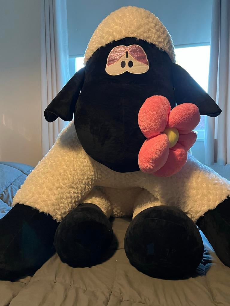 Mega grote knuffel schaap met bloem, Ophalen, Overige typen, Zo goed als nieuw, Meerkleurig