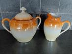 Vintage Suikerpot en Melkkan Set - Oranje/Wit parelmoerglans, Ophalen of Verzenden