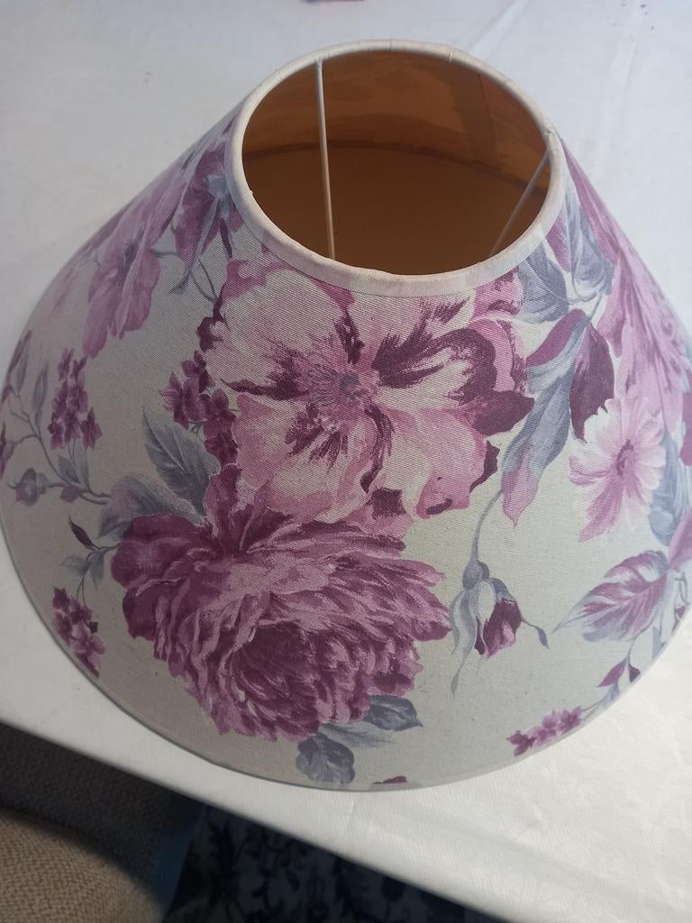Bloemen lampenkap - Paars/Roze bloemenpatroon, Crème, Gebruikt, 25 tot 50 cm, Rond