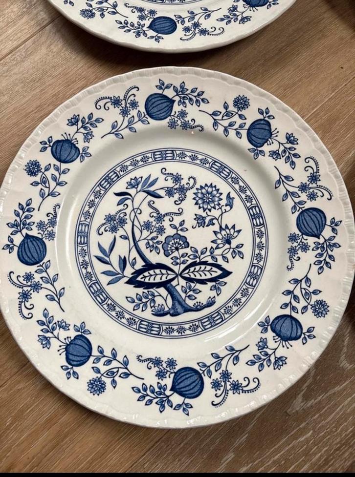 4 Enoch Wedgwood Blue Heritage Dinerborden Vintage Servies, Antiek en Kunst, Antiek | Servies los, Ophalen of Verzenden