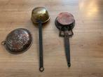 Vintage koperen keukenbenodigdheden: vispan, vergiet, lepel, Ophalen of Verzenden
