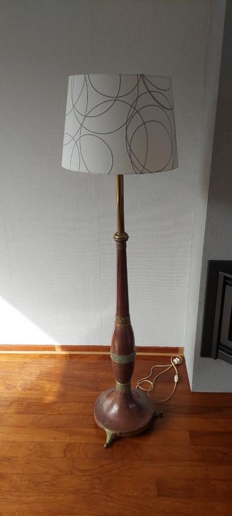 Vintage koperen staande lamp, Huis en Inrichting, Ophalen