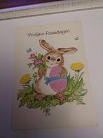 VROLIJKE PAASDAGEN /  HAAS MET BLOEMEN EN PAASEI BIJ VLINDER, Ophalen of Verzenden