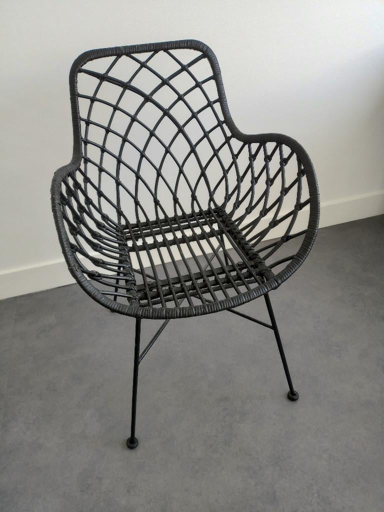 Stoel zwart rotan, Ophalen, Gebruikt, Zwart, Riet of Rotan