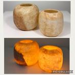 Set van 2 Alabaster Theelichthouders, Overige materialen, Nieuw, Ophalen of Verzenden, Bruin