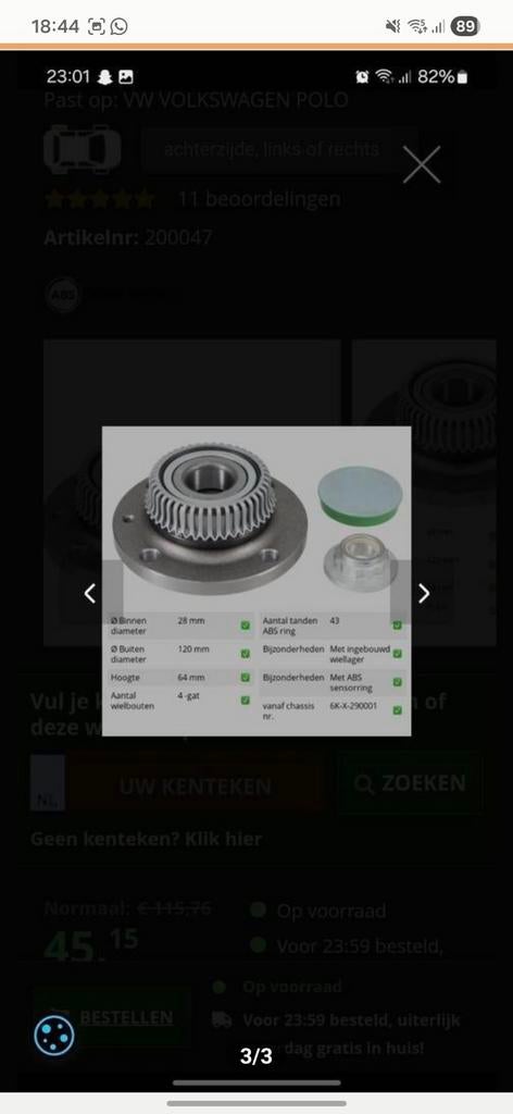 VW Polo 6N2 Wiellager Achter 4-Gaats, Ophalen of Verzenden, Gebruikt, Volkswagen