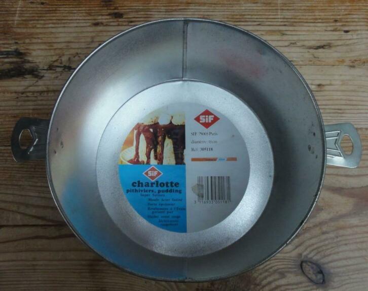 Vintage Franse metalen puddingvorm met 2 greepjes, SIF, Antiek en Kunst, Ophalen of Verzenden
