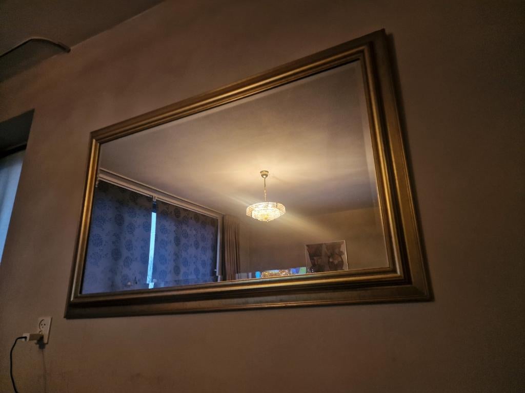 Grote spiegel Geslepen glas, Ophalen, Zo goed als nieuw, Rechthoekig, Minder dan 100 cm