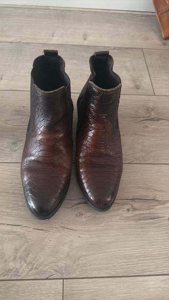 Bruine leer laarzen, Kleding | Dames, Schoenen, Ophalen, Zo goed als nieuw, Bruin