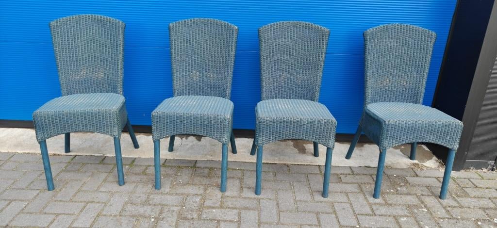 Stoel, Ophalen, Gebruikt, Blauw, Riet of Rotan