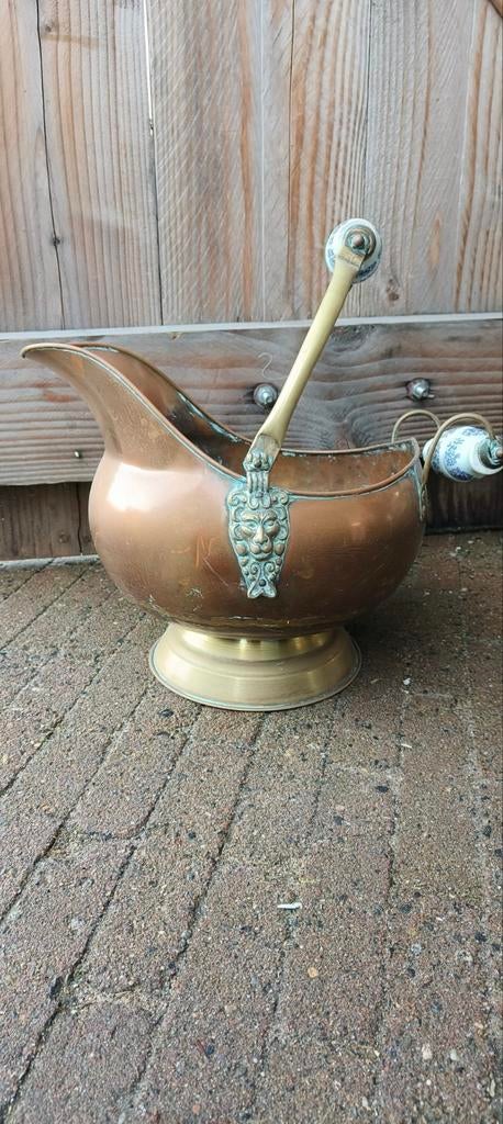 Antieke koper kolenkit, Ophalen of Verzenden