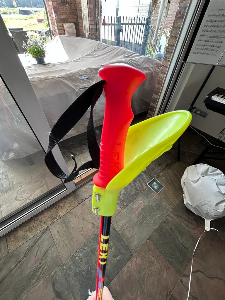 Leki Skistokken met slalomkappen kinderen, Sport en Fitness, Skiën en Langlaufen, Gebruikt, Stokken, Skiën, Minder dan 100 cm