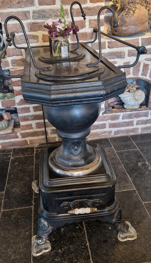 Prachtige antieke Brabantse plattebuis kachel, Huis en Inrichting, Kachels, Gebruikt, Houtkachel, Hout, Ophalen